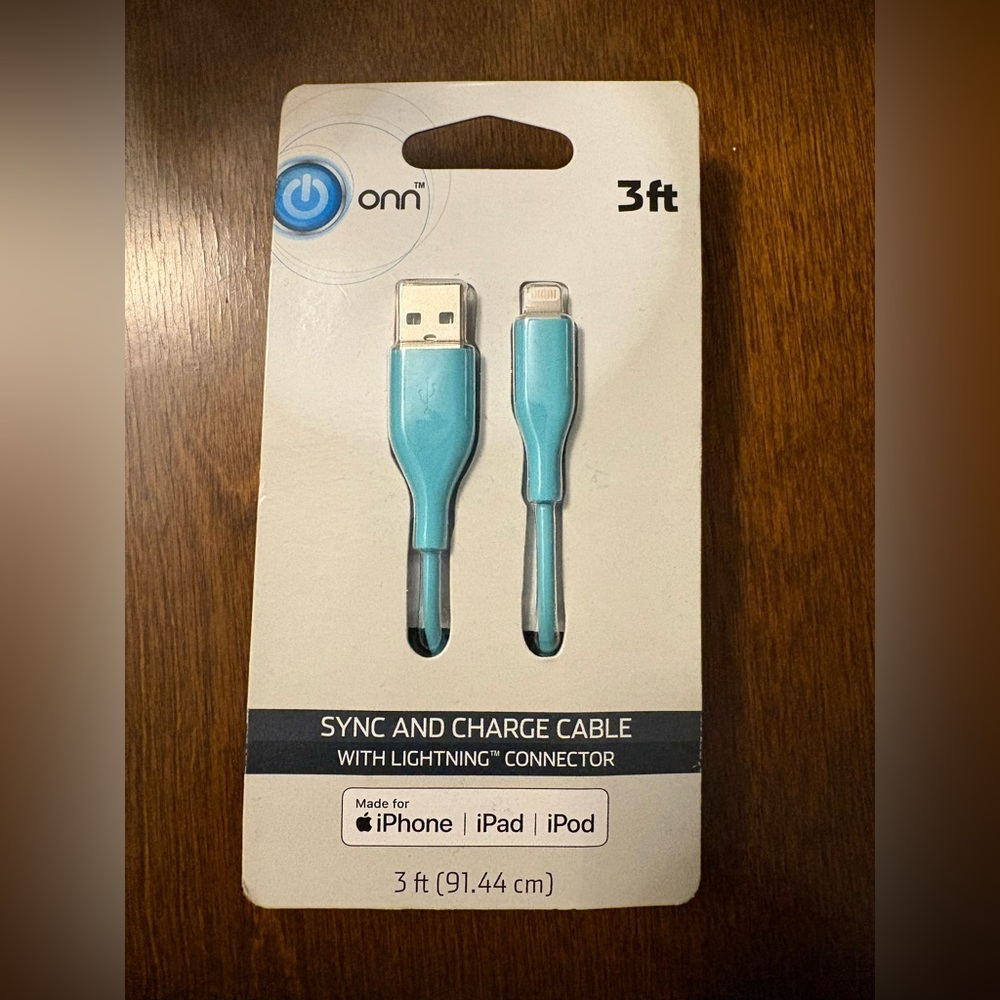 On Running Light Blue Lightning Cable for Apple Devices
